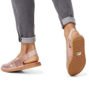 Sorel Ella Slingback Mules Sandals Rose Metallic Size 7.5